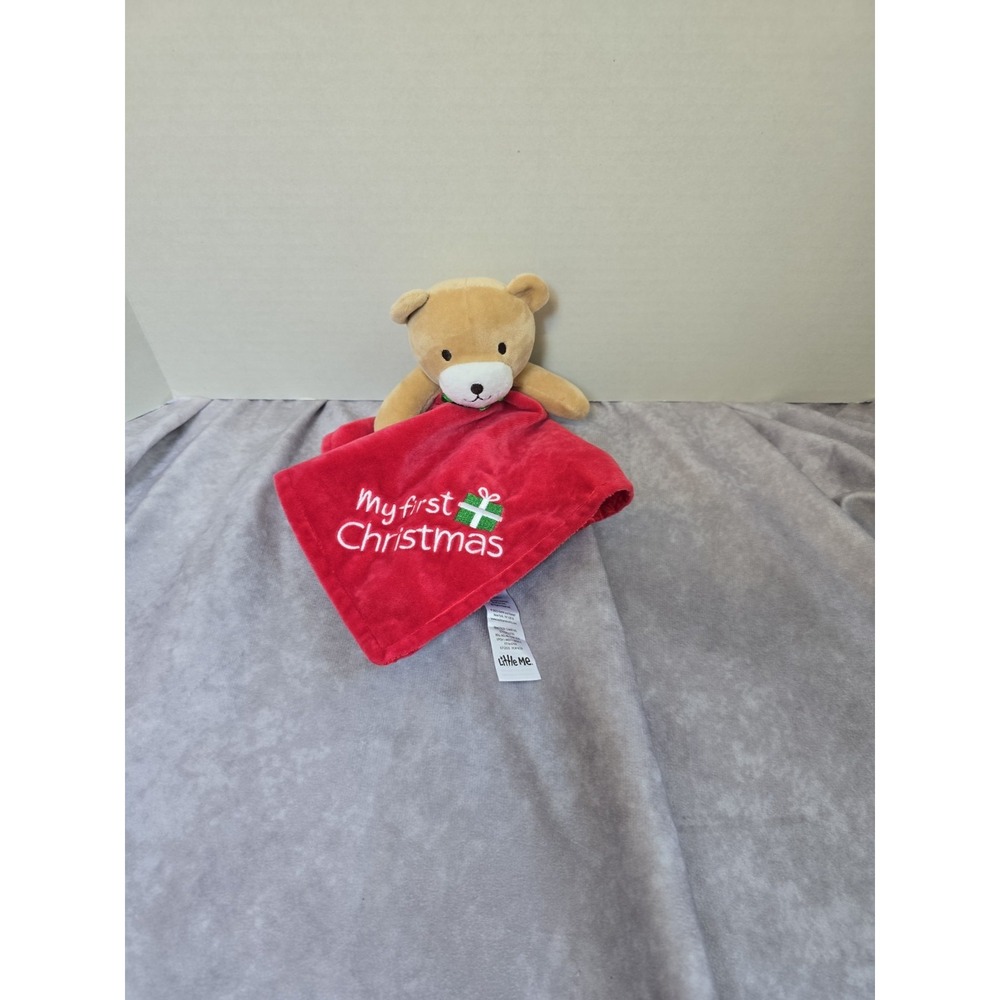 Little Me Teddy Bear Lovey My First Christmas Plush Red Security Blanket
